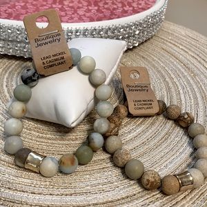 ❎. 2 Two BOUTIQUE | Natural Stone Bracelets Stretch NWT Brown & Green